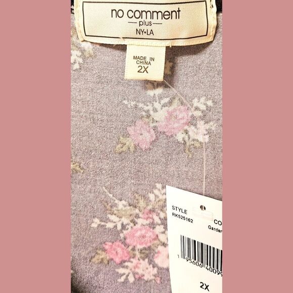 NEW NO COMMENT PLUS Women's Super Soft Floral Ruffle Trim Midi Dress. - Picture 9 of 13